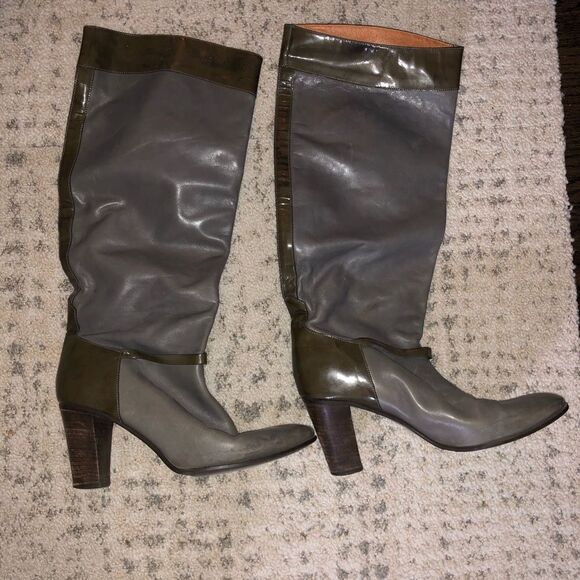 💛 J. Crew Gray Leather Knee-High Boots - Picture 1 of 2